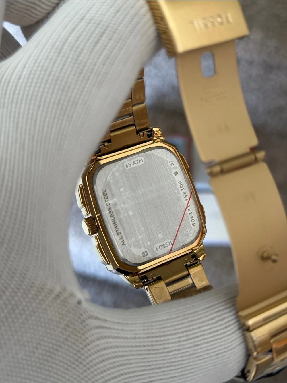 Fossil Gold and Black Square Chronograph Bracelet mens Watch